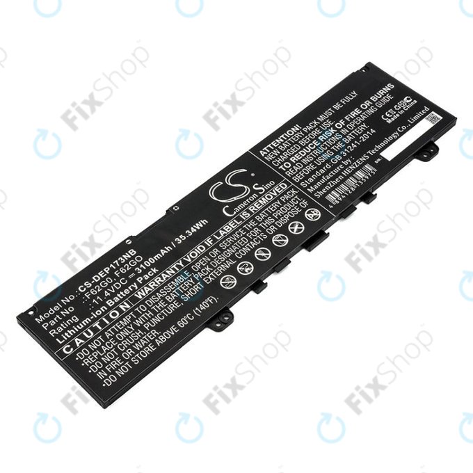 Bateria do Dell Inspiron 13, 7373, Vostro 13, 3100mAh, Li-Ion, 11.4V, F62G0, HQ