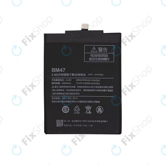 Bateria do Xiaomi Redmi 3, 3S, 3 Pro, 4X, BM47, 4100mAh