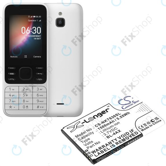 Bateria do Nokia 6300 4G, Nokia 8000 4G, 1500mAh, Li-Ion, 3.7V, BL-4AX, HQ