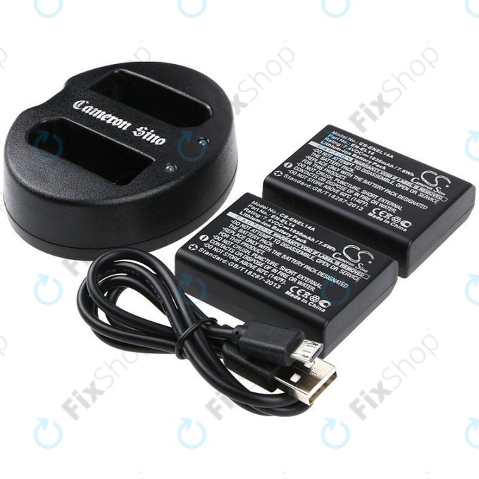 2 μπαταρίες με φορτιστή γιαNikon Coolpix P7000, P7700, D3100, D3200, D5100, 1030mAh, Li-Ion, 7.4V, EN-EL14, HQ