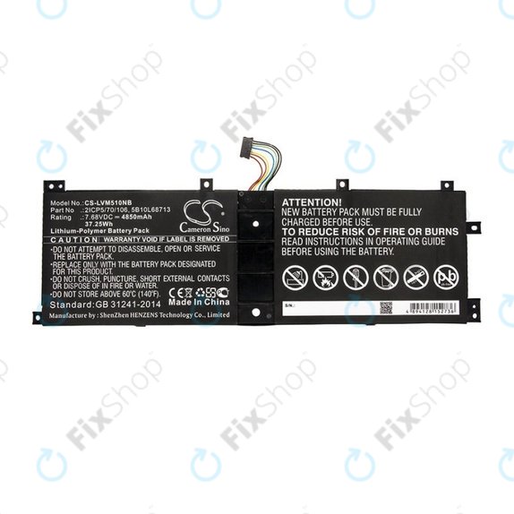 Bateria do Lenovo IdeaPad Miix 510, Miix520, Miix 5 Pro, 4850mAh, Li-Pol, 7.68V, 2ICP5/70/106, HQ
