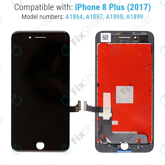 Wyświetlacz dla iPhone 8 Plus, Black, Ekran dotykowy z ramką, Refurbished