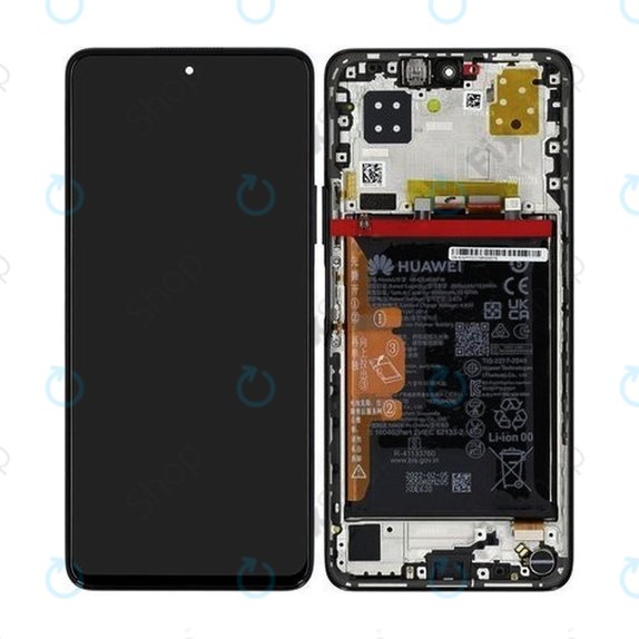 Wyświetlacz do Huawei Nova 9 SE JLN-LX1, JLN-LX3, Ekran dotykowy z ramką i baterią, 02354UVY, Midnight Black, Genuine Service Pack