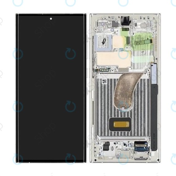 Wyświetlacz do Samsung S23 Ultra S918B, Ekran dotykowy z ramką, Kremowy, Cream, GH82-30466B, GH82-30465B, Genuine Service Pack