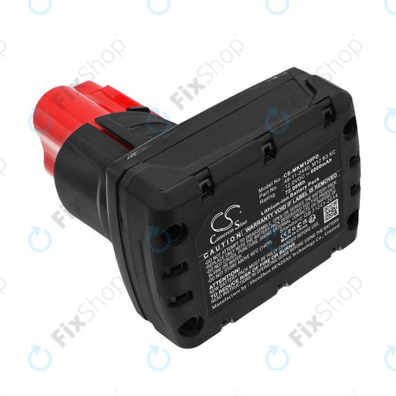 Bateria do Milwaukee M12 Redlithium XC 4.0, 6000mAh, Li-Ion, 12V, M12 B3 XC, M12 B4 XC, HQ