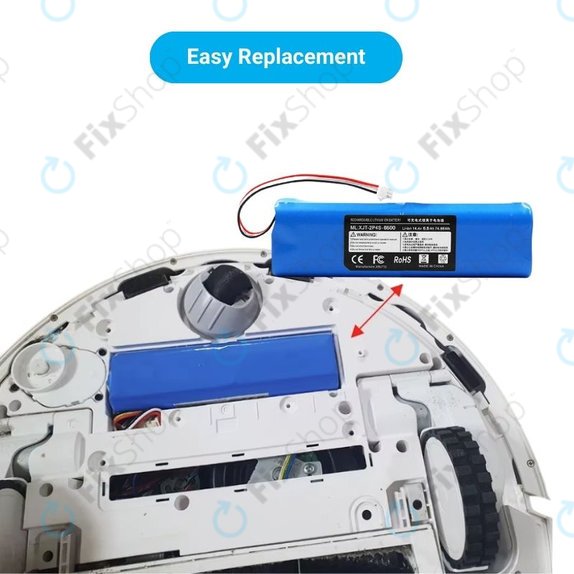 Bateria do Xiaomi EVA, EVE Plus, Viomi S9, Dreame D10 Plus, L10, Lenovo T1 Pro, Lydsto R1, R1 Pro, S1, S1 Pro, XJT-2P4S-6800, Li-Ion, 14,4V 6800mAh