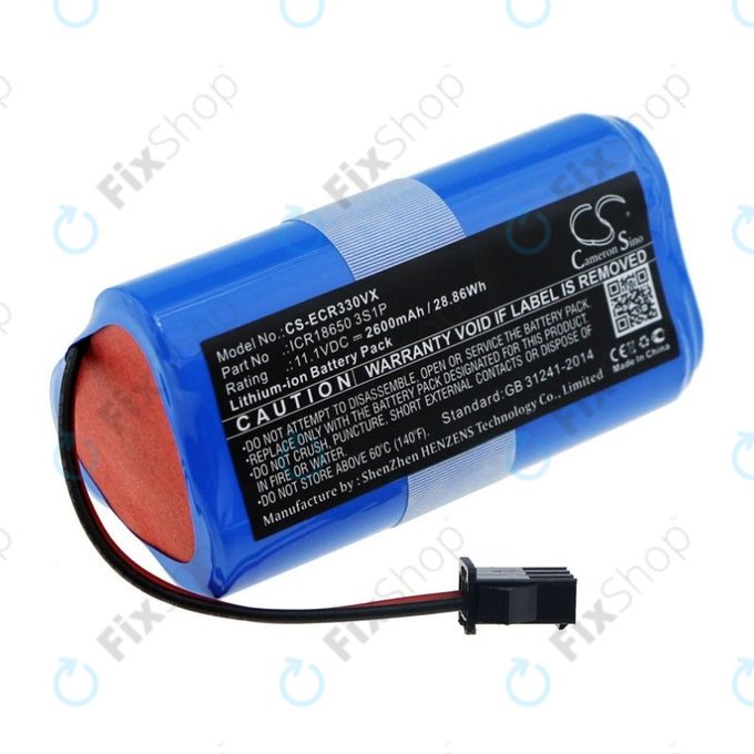 Bateria do Ecovacs CEN330, CR-seria, ICR18650, 3S1P, Li-Ion, 11,1V 2600mAh, HQ