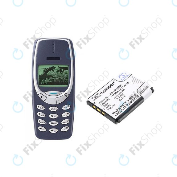 Bateria do Nokia 3310, 3330, 1220, 1260, 3560, 5510, 6650, 6800, BLC-2, Li-ion, 3.7V, 1100mAh, HQ