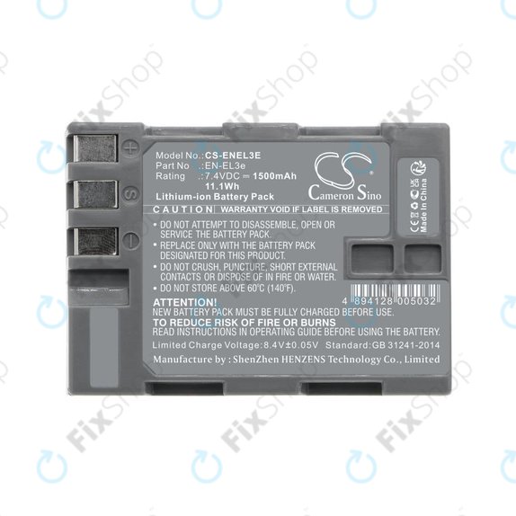 Bateria do Nikon D100, D200, D50, D70, D70s, D80, D300S, D700, D90, D300, 1500mAh, Li-Ion, 7.4V, EN-EL3e, HQ
