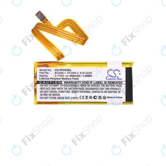 Bateria do Apple iPod Classic 6th Gen, iPod 5G, iPod Video, 450mAh, Li-Pol, 3.7V, EC008, HQ