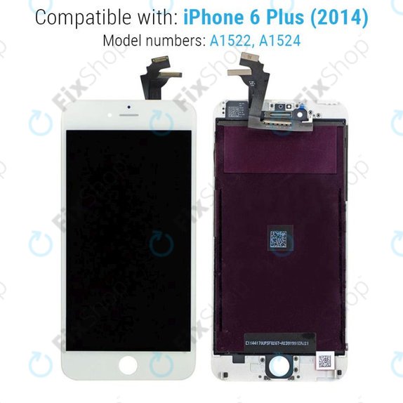 Wyświetlacz dla iPhone 6 Plus, White, Ekran dotykowy z ramką