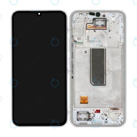Wyświetlacz do Samsung A34 5G A346B, Ekran dotykowy z ramką, GH82-31200B, GH82-31201B, Srebrny, Silver, Genuine Service Pack