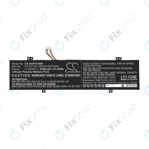 Bateria do Asus VivoBook Flip 14 Tp412fa/ua, 3550mAh, Li-Pol, 11.55V, C31N1733, HQ
