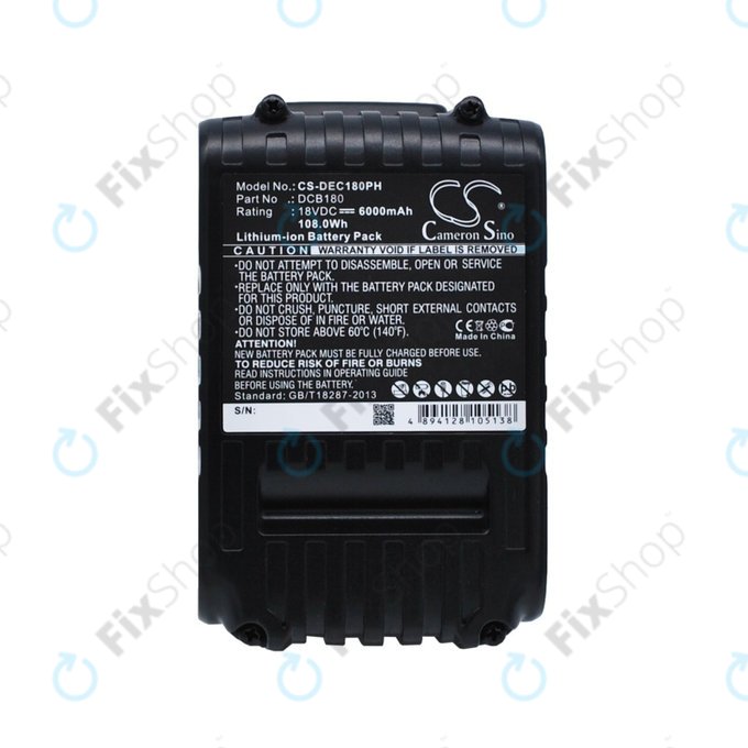 Bateria do Dewalt CL-series, DC-series, DCB18x / DCB20x, Li-Ion, 6000mAh, HQ