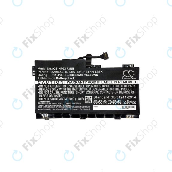 Bateria do HP Zbook 17 G3, 8300mAh, Li-Ion, 11.4V, AI06XL, HQ