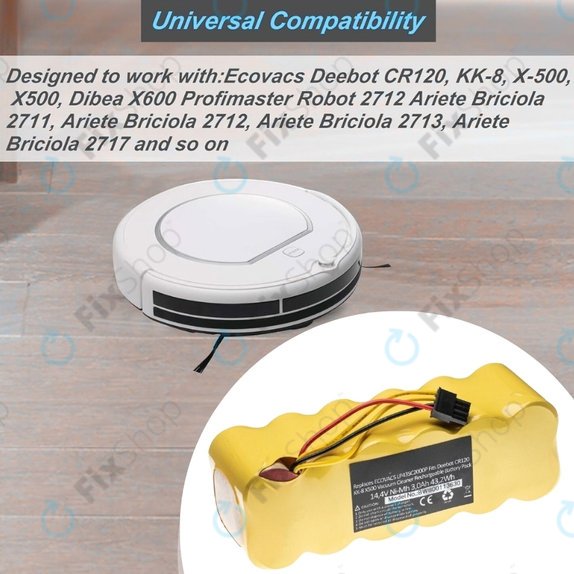 Bateria do Ecovacs Deebot CR120, KK-8, X500, LP43SC2000P, Ni-MH, 14,4V 3000mAh