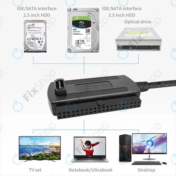 Adapter USB 2.0 na IDE / SATA do dysków HDD/SSD 2,5" i 3,5", z zasilaniem EU
