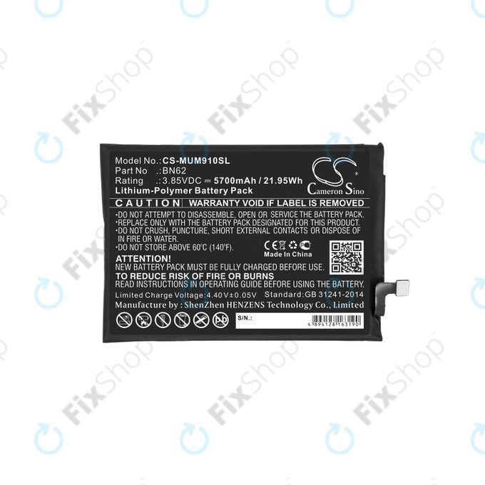 Bateria dla Poco M3, Redmi Note 9 4G, 5700mAh, Li-Pol, 3.85 V, BN62, HQ