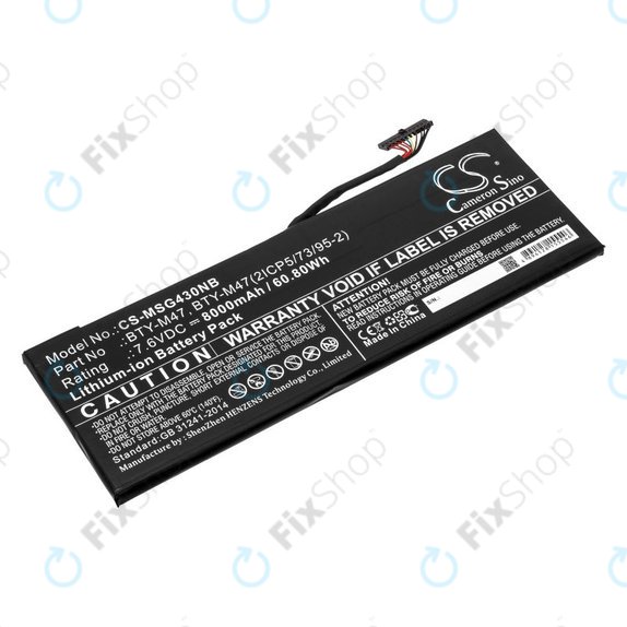 Bateria do MSI GS40, GS43, MS14, 8000mAh, Li-Ion, 7.6V, BTY-M47, HQ
