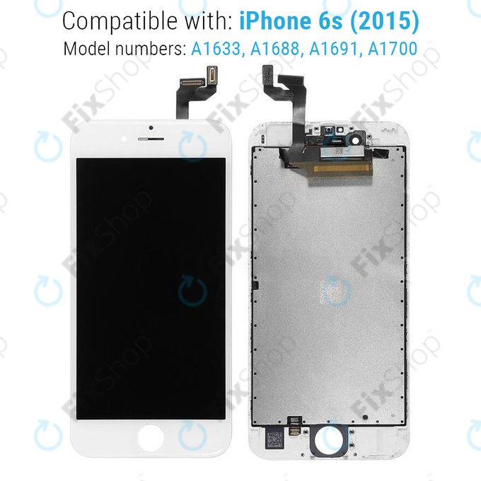 Wyświetlacz dla iPhone 6S, White, Ekran dotykowy z ramką