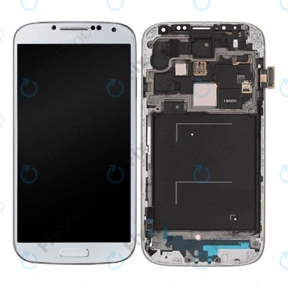 Wyświetlacz OLED do Samsung S4 i9505, Ekran dotykowy z ramką, White Frost