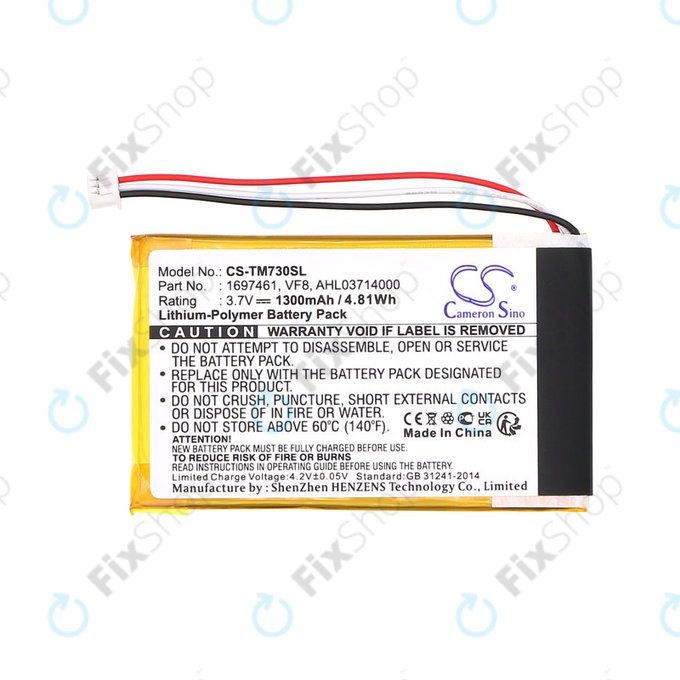 Bateria do TomTom Go 530 Live, 630T, 720, 730T, 930T, 1697461, Li-Polymer, 3.7V, 1300mAh, HQ