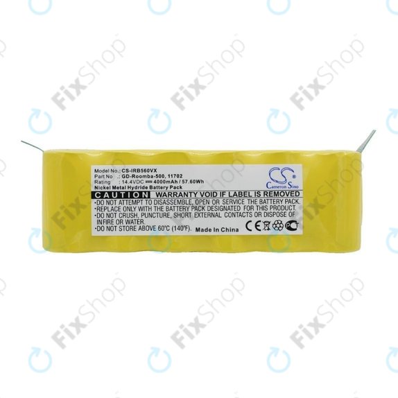 Bateria do iRobot Roomba 500, 600, 700, 800, 900-seria, R3, Scooba 450, Vileda 137173, 11702, GD-Roomba-500, VAC-500NMH-33, Ni-MH, 14,4V 4000mAh, HQ