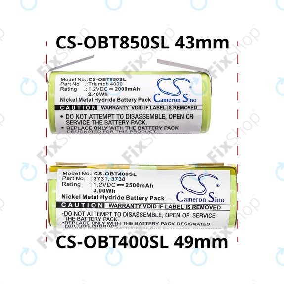 Bateria do Oral-B Professional Care, Triumph, 2500mAh, Ni-MH, 1.2V, 3731, HQ
