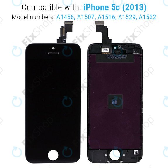 Wyświetlacz dla iPhone 5C, Black, Ekran dotykowy z ramką