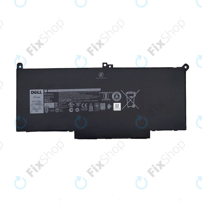 Bateria do Dell Latitude 7280, 7290, 7380, 7390, 7480, 7490, E7280, F3YGT, 7600mAh, Genuine Service Pack