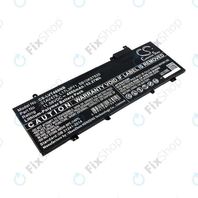 Bateria do Lenovo ThinkPad T480S, 4600mAh, Li-Pol, 11.58V, 01AV478, HQ