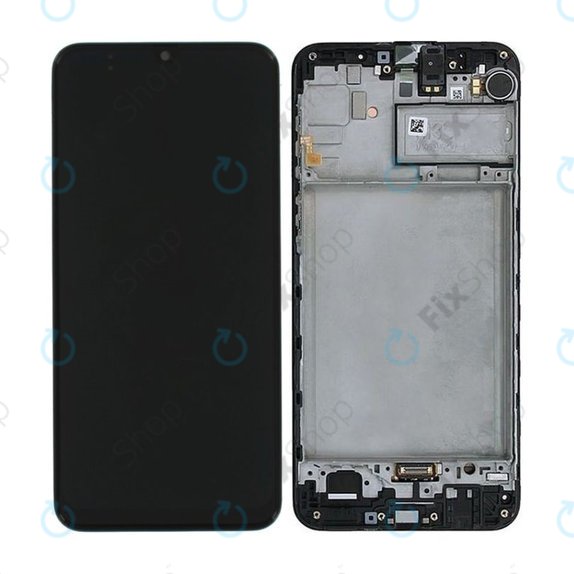 Wyświetlacz do Samsung M21 M215F, Ekran dotykowy z ramką, GH82-22509A, GH82-22836A, GH82-21266A, GH82-21265A, Czarny, Black, Genuine Service Pack