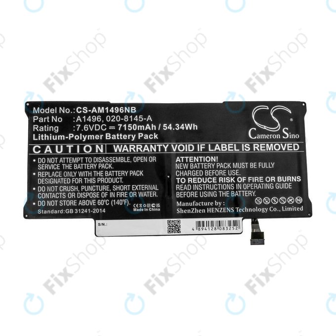 Bateria do MacBook Air 13" A1466 (Mid 2013 - Mid 2017), 7150mAh, HQ