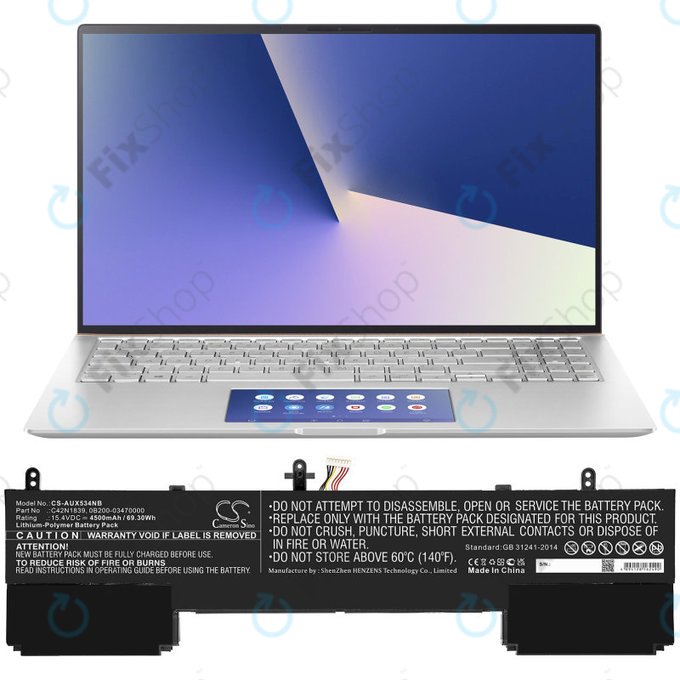 Bateria do Asus ZenBook 15 UX534FTC, Flip 15 UX563, 4500mAh, Li-Pol, 15.4V, C42N1839, HQ