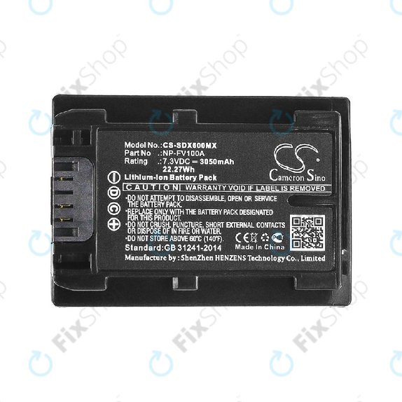 Bateria do Sony Fdr-Ax33, Sony Fdr-Ax40, 3050mAh, Li-Ion, 7.3V, NP-FV100A, HQ