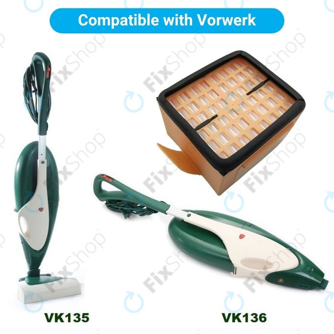 Filtr przeciwpyłowy, 2 szt. do Vorwerk Kobold VK135, VK136