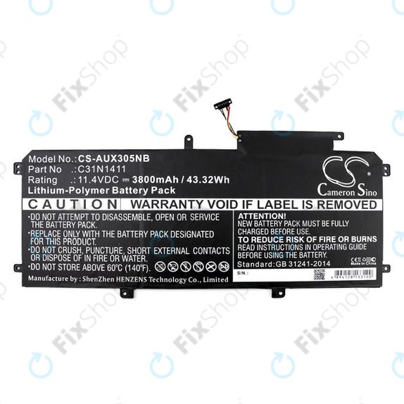 Bateria do Asus Zenbook UX305, 3800mAh, Li-Pol, 11.4V, C31N1411, HQ