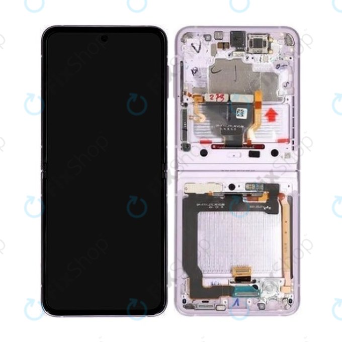 Wyświetlacz do Samsung Z Flip 3 F711B, Ekran dotykowy z ramką, Lawendowy, Lavender, GH82-26273D, GH82-27244D, Genuine Service Pack