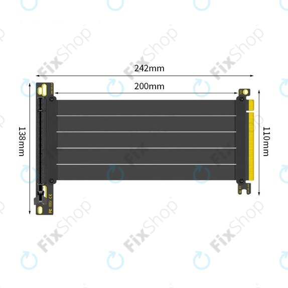 Kabel riser PCIe 4.0 x16 do karty graficznej, 20cm, czarny