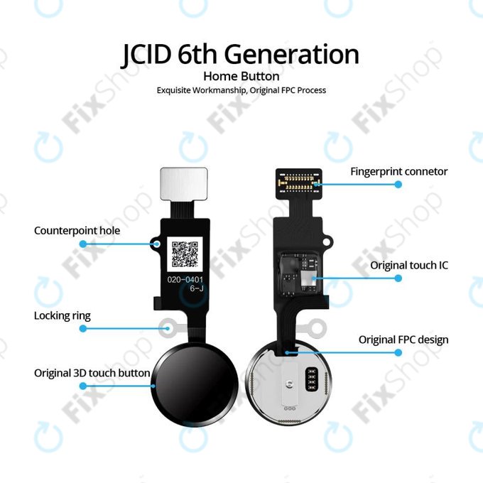 Przycisk Home do iPhone 7, 7 Plus, 8, 8 Plus, SE (2020), SE (2022), JCID 6 Gen, Srebrny, Silver
