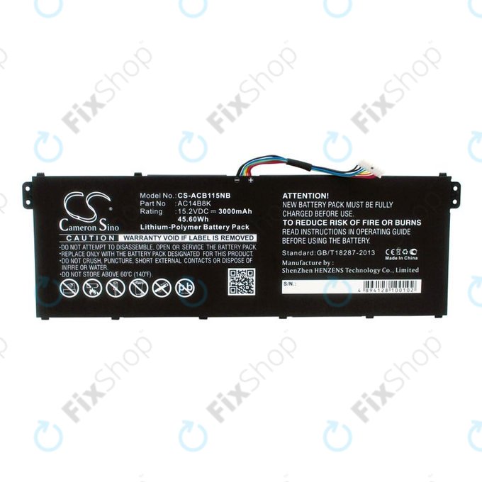 Bateria do Acer Aspire 5, 7 E5, V3, Chromebook 11, 13, 15, 3000mAh, Li-Pol, 15.2V, AC14B18K, HQ
