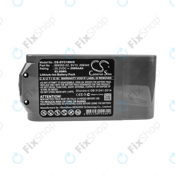 Bateria do Dyson V10, 969352-02, SV12, 206340, Li-Ion, 25,2V 2500mAh, HQ
