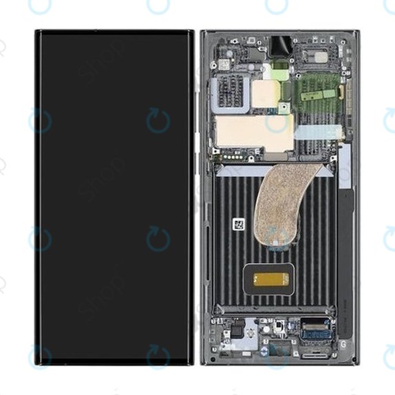 Wyświetlacz do Samsung S23 Ultra S918B, Ekran dotykowy z ramką, GH82-30466C, GH82-30465C, Zielony, Green, Genuine Service Pack