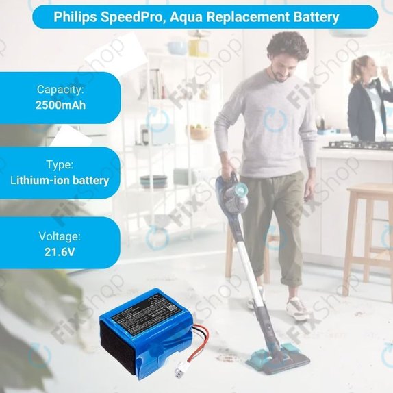Bateria do Philips SpeedPro, SpeedPro Aqua, INR18650C25, Li-Ion, 21,6V 2500mAh, HQ