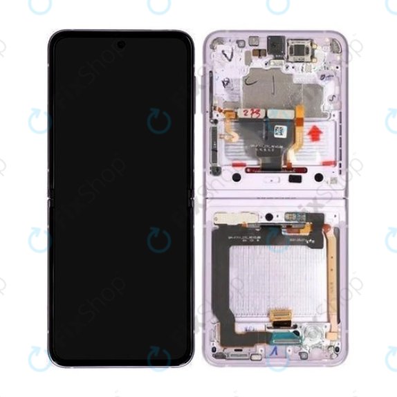 Wyświetlacz do Samsung Z Flip 3 F711B, Ekran dotykowy z ramką, Lawendowy, Lavender, GH82-26273D, GH82-27244D, Genuine Service Pack
