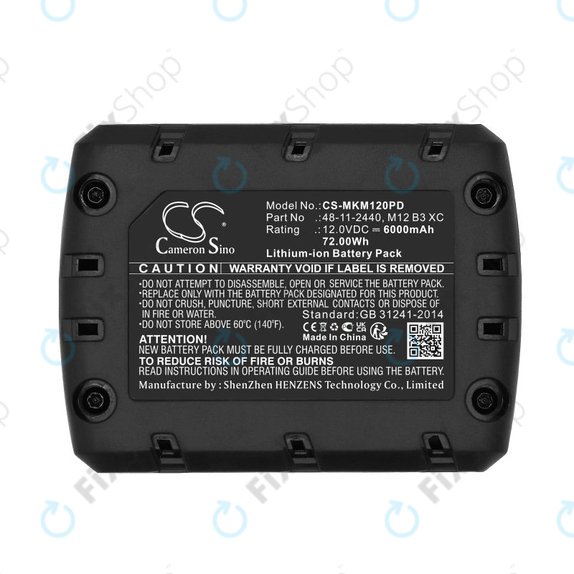 Bateria do Milwaukee M12 Redlithium XC 4.0, 6000mAh, Li-Ion, 12V, M12 B3 XC, M12 B4 XC, HQ