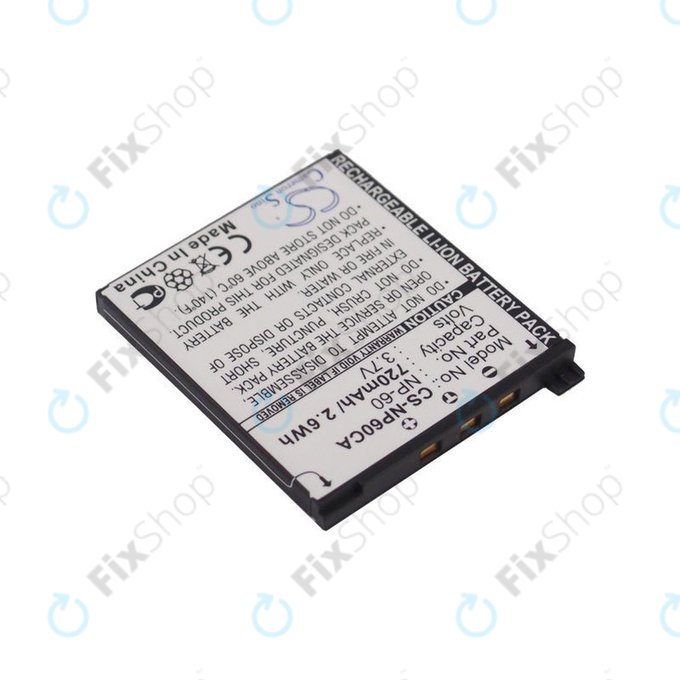 Bateria do Casio Exilim Zoom EX-Z19, EX-Z85, EX-Z9, 720mAh, Li-Ion, 3.7V, NP-60, HQ
