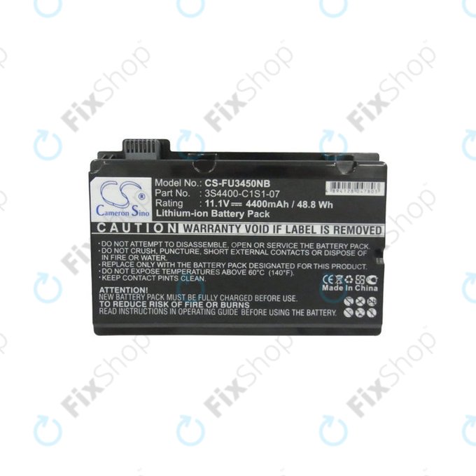 Bateria do Fujitsu Amilo Pi3450, Amilo Pi3525, Amilo Pi3540, 4400mAh, Li-Ion, 11.1V, 3S4400-C1S1-07, HQ
