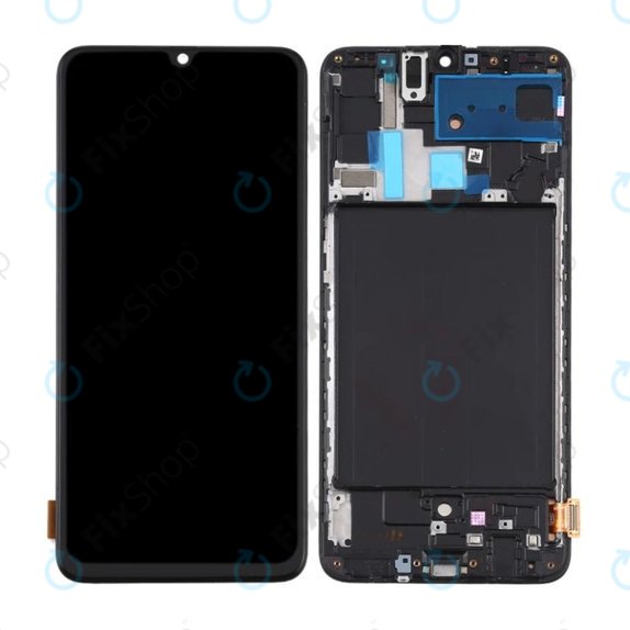 Wyświetlacz do Samsung A70 A705F, Ekran dotykowy z ramką, Czarny, Black, TFT