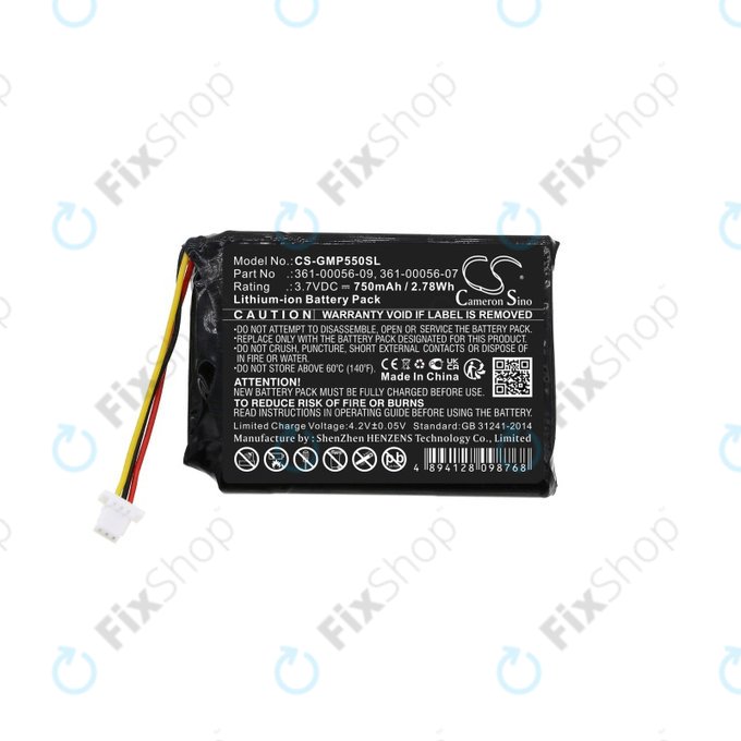 Bateria do Garmin Drive 60, 61, Pro 70, Pro 550, Pro Trashbreaker, PT 5, PT 10, Sport Pro Transmitter, TB 10, 361-00056-07, 361-00056-09, 750mAh, HQ